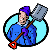 Man holding snow shovel