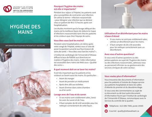 Hygiène des mains : informations pour nos patients et visiteurs