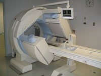 Photo of a stress myocardial perfusion imaging machine