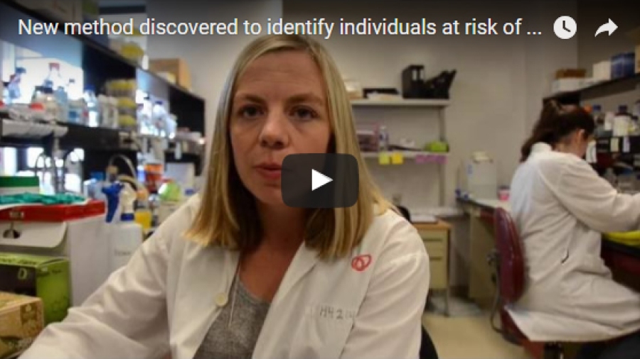 These cross-sections of a human artery show an unstable plaque deposit with a core of necrotic cells (white).