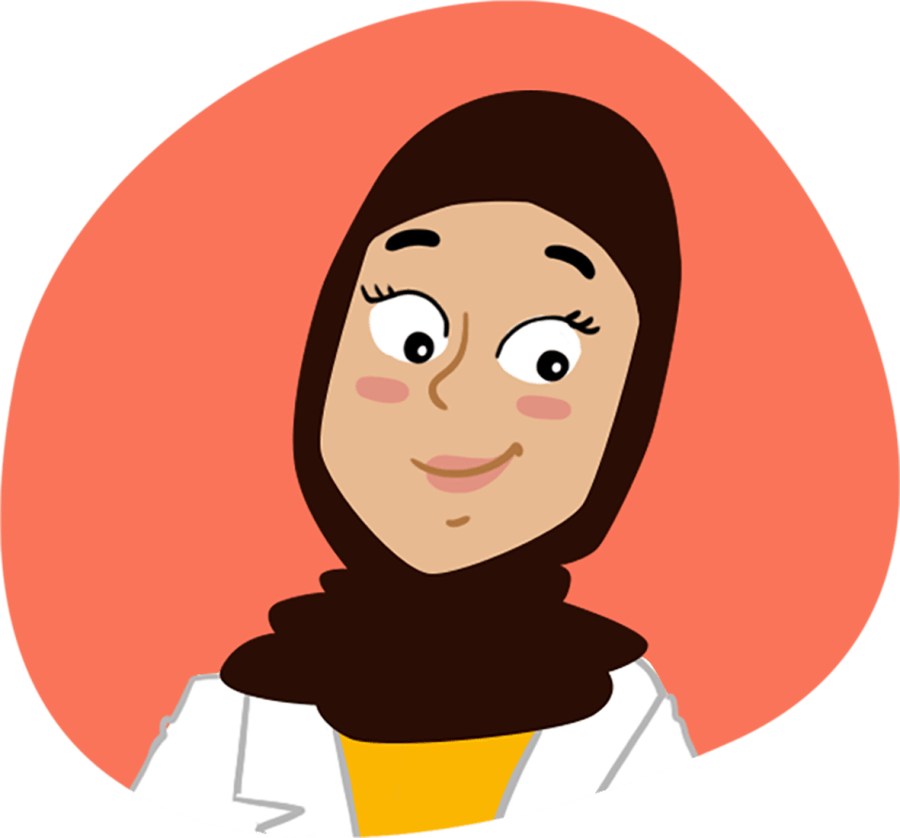 An illustrated portrait of Jinane El-Hage