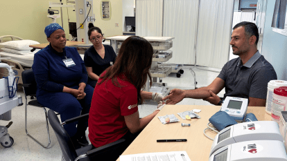 Person getting screened