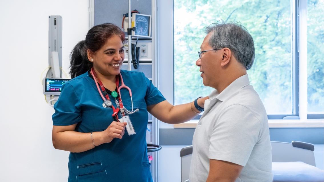 A nurse and a patient