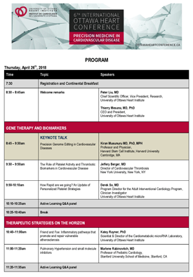 Ottawa Heart Conference - 2018 program cover page