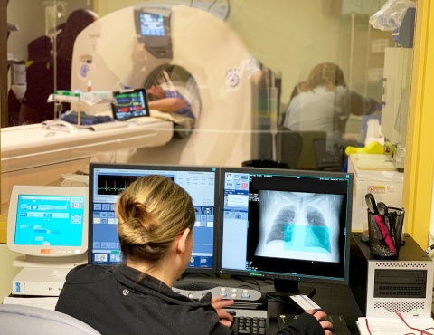 Charge Technologist Jennifer Sharpe performs Qikiqtani General Hospital’s first ever cardiac CT on January 22, 2020.