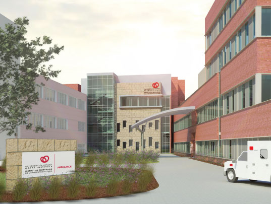 Artist rendering of the new building and ambulance canopy